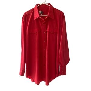 Vintage H Bar C Red Button-Up Shirt California Ranchwear with pearl button snaps